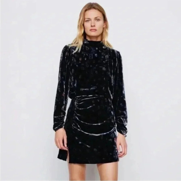 Zara velour paisley floral mini dress - Picture 1 of 12